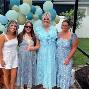 ASOS Curve Light Blue Polka Dot Dress